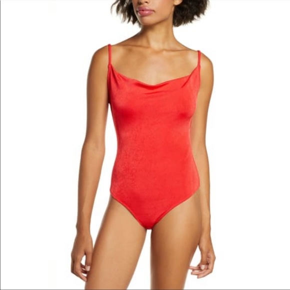 NEW FREE PEOPLE Cowls In The Club Bodysuit Love Glare Red Size XS - Picture 2 of 12